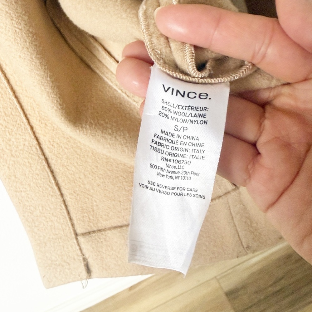 Vince Collarless Coat in Limestone Wool Blend Coat - Picture 6 of 16